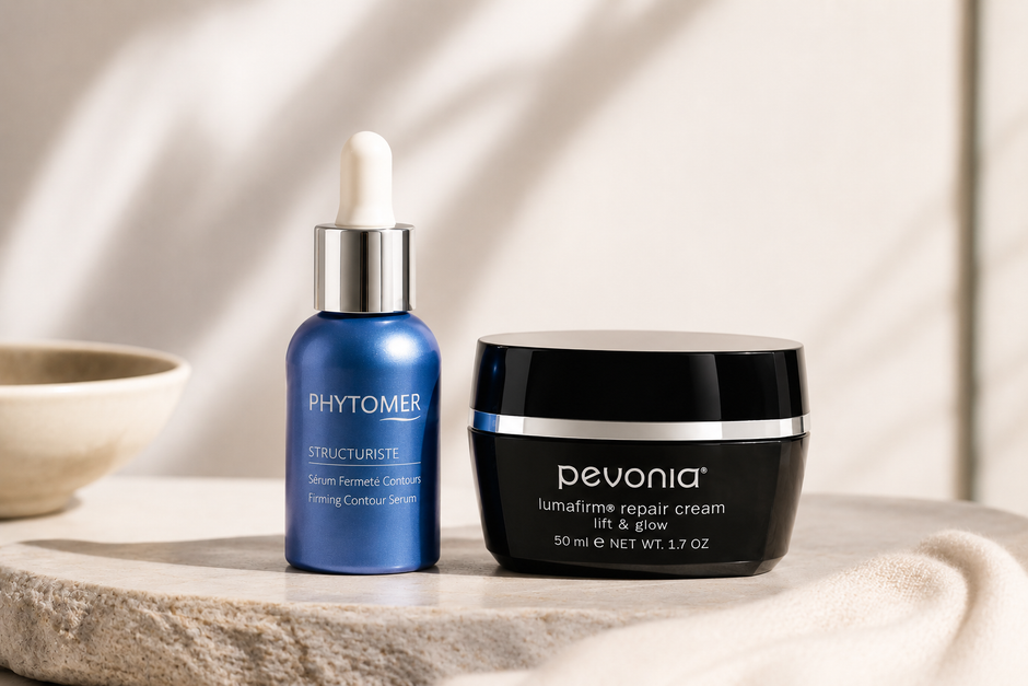 Phytomer Structurise Firming Contour Serum and Pevonia Lumafirm Repair Cream Lift &amp; Glow 