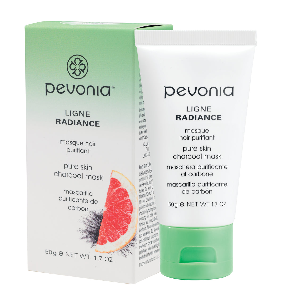 Pevonia Pure Skin Charcoal Mask 50ml with box on white background
