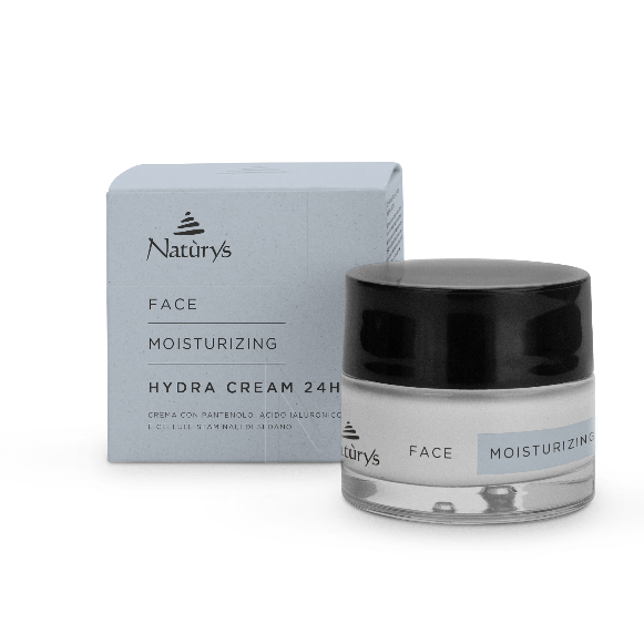 Natury's Face Moisturizing Hydra Cream 24H jar and box on a clean background