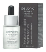 Pevonia Power Repair hyaluronic acid serum bottle and packaging on a white background 15ml