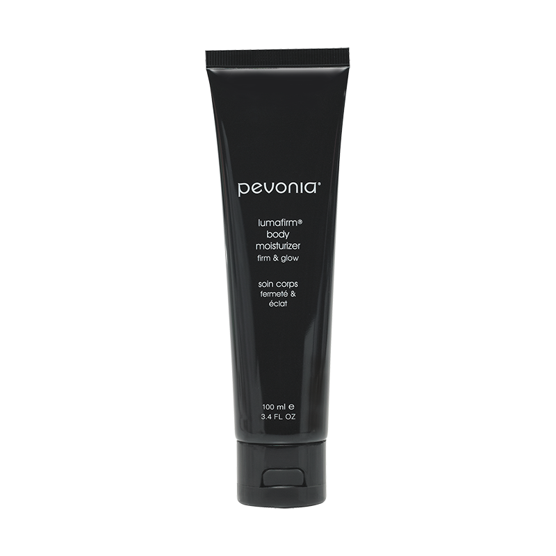 Pevonia Lumafirm Body Moisturizer 100ml for firming, brightening, smoother texture and non-greasy hydration on a white background