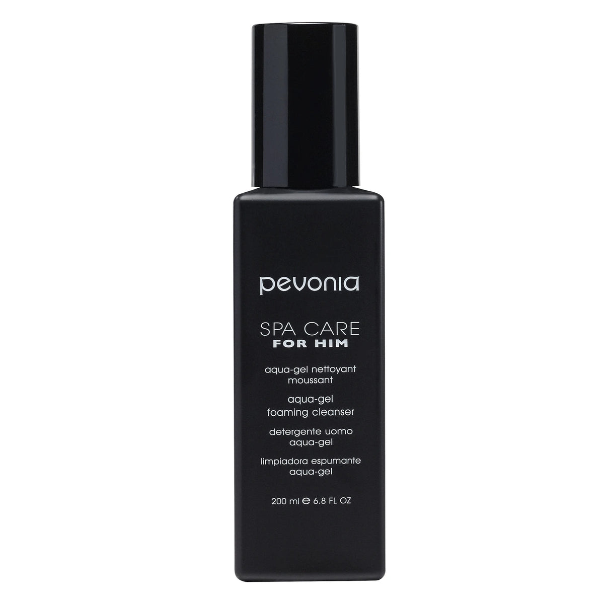 Black bottle of Pevonia Spa Care for Him on a white background