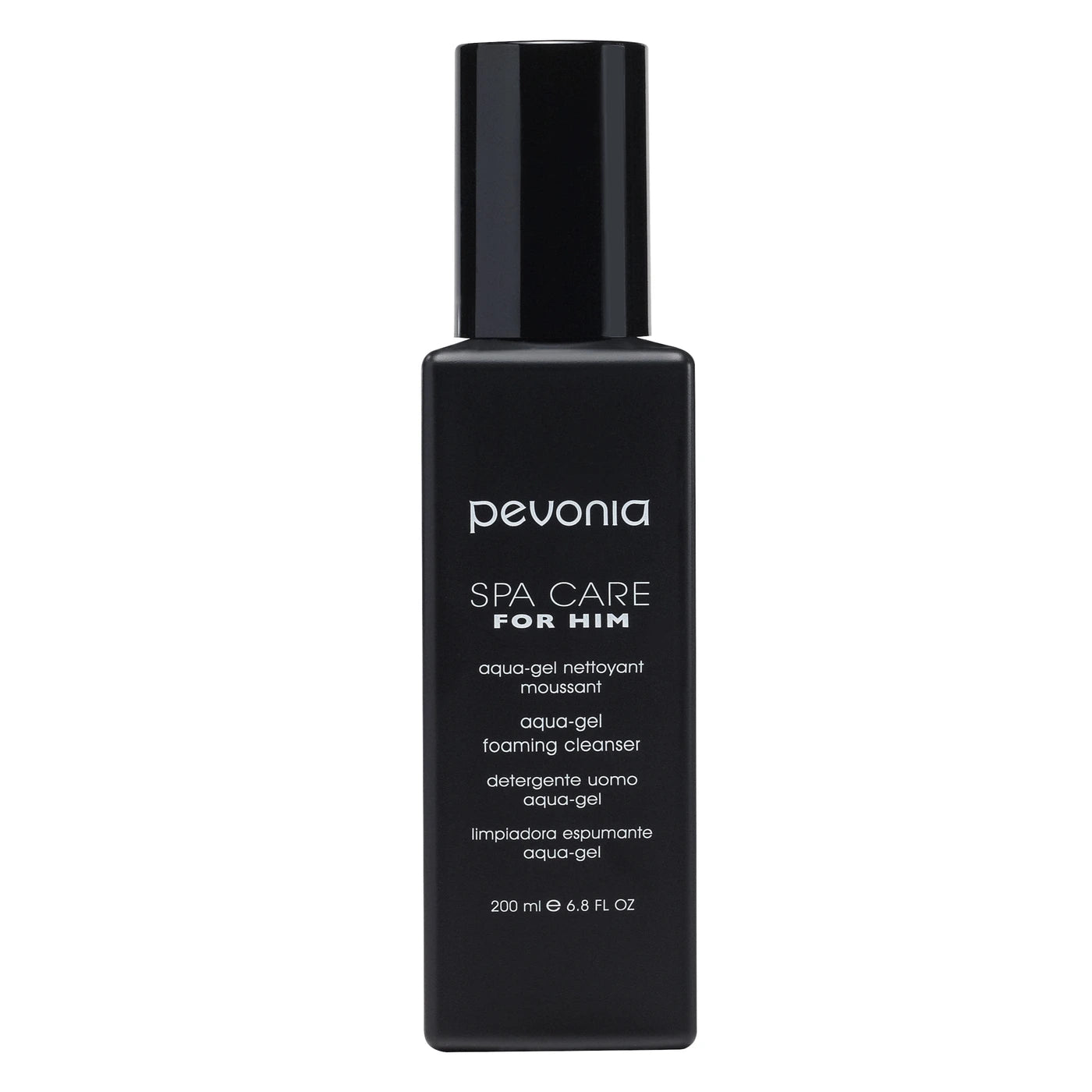 Black bottle of Pevonia Spa Care for Him on a white background