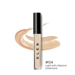 ELES Adjustable Coverage Concealer  with swatch on a white background, featuring the brand 'ELES'.