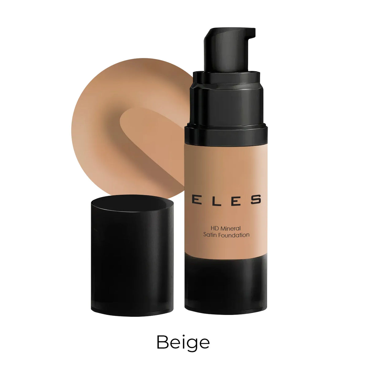 ELES HD Mineral Satin Foundation 30ml Beige displayed on a clean white background.