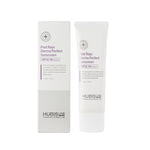 Packaging of 'Post Rays Derma Perfect Sunscreen SPF50 PA++++ - 50g' by HUBISLAB, showing the cream in a white tube with blue and purple text and branding details.