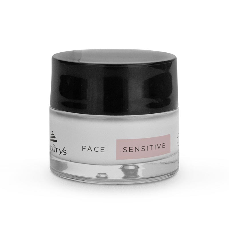 A jar of Naturys De-Sensitive Cream for face, specifically designed for sensitive skin.