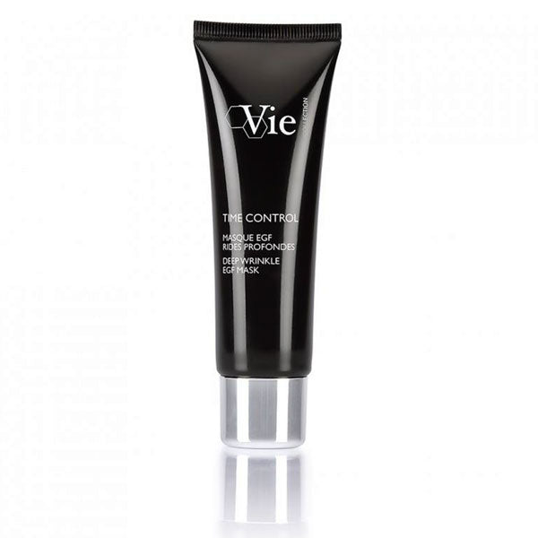 A black tube of VIE COLLECTION Time Control EGF Deep Wrinkle Mask 50mlwith white and silver text indicating the product name and brand.