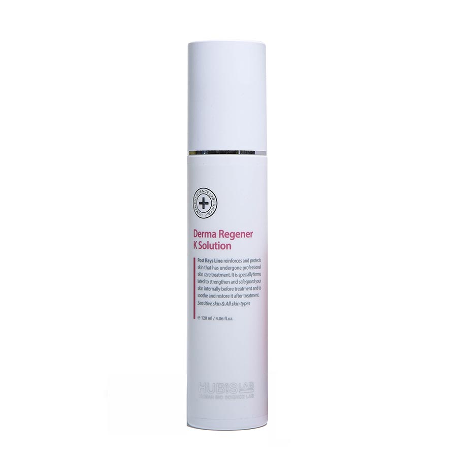 Skincare bottle labeled 'Derma Regener X Solution' on a white background