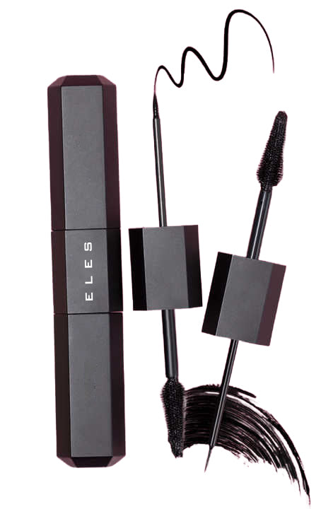 ELES 2-in-1 Mascara & Liner in Black with mascara wand and precision eyeliner applicator