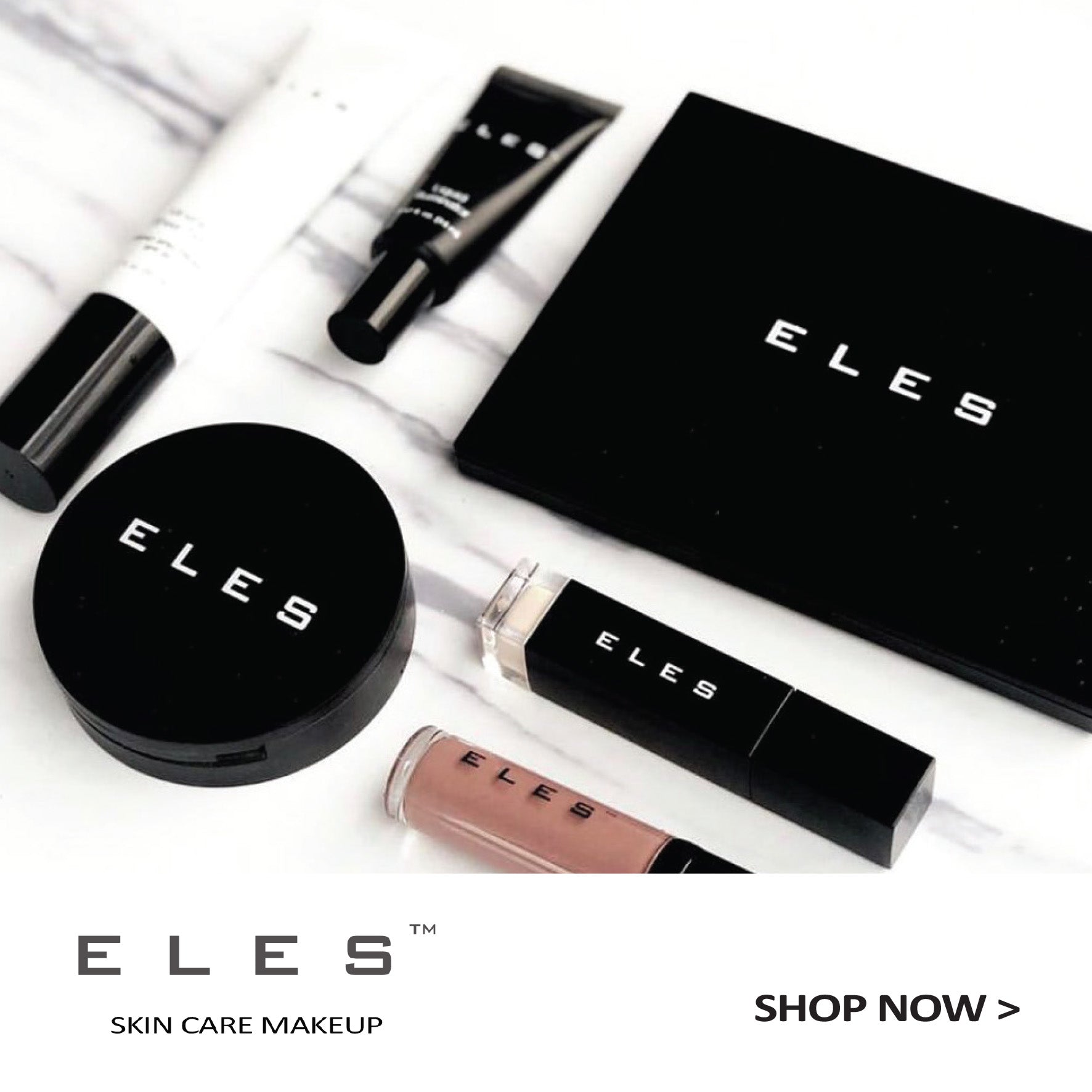 ELES products with logo and shop now button