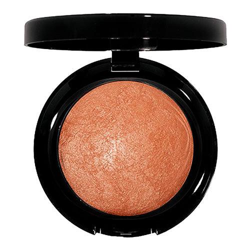 Compact blush in a black case on a white background