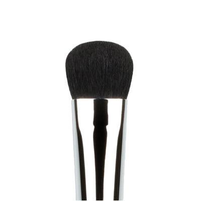 Makeup brush with black bristle head on a white background