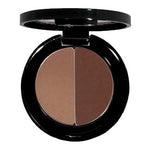 Makeup compact with two brown shades on a white background