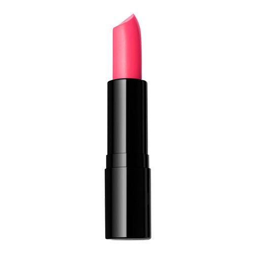 Pink lipstick in a black case on a white background