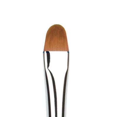 A flat, rectangular-shaped lip liner brush with a silver metal handle and brown synthetic bristles.