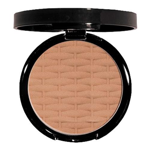 Compact powder in a black case on a white background
