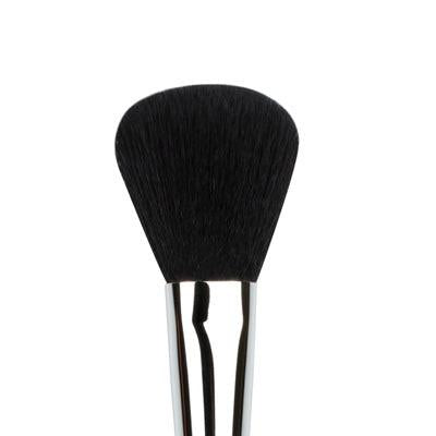 Makeup brush with black bristles on a white background