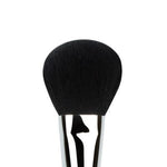 Makeup brush with black bristle head on a white background
