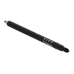 Black eyeliner pencil with orange tip on a white background