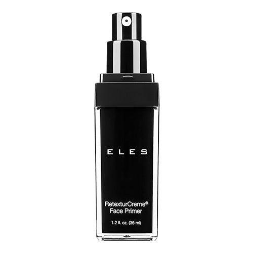 Black face primer bottle with 'ELES' branding on a white background