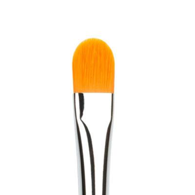 Paintbrush with orange ferrule on a white background