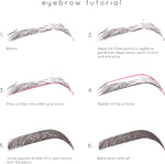 Step-by-step eyebrow tutorial illustration on a white background