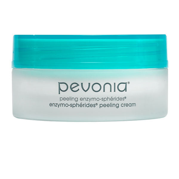Pevonia peeling cream jar with blue lid on a white background
