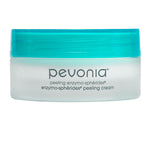 Pevonia peeling cream jar with blue lid on a white background