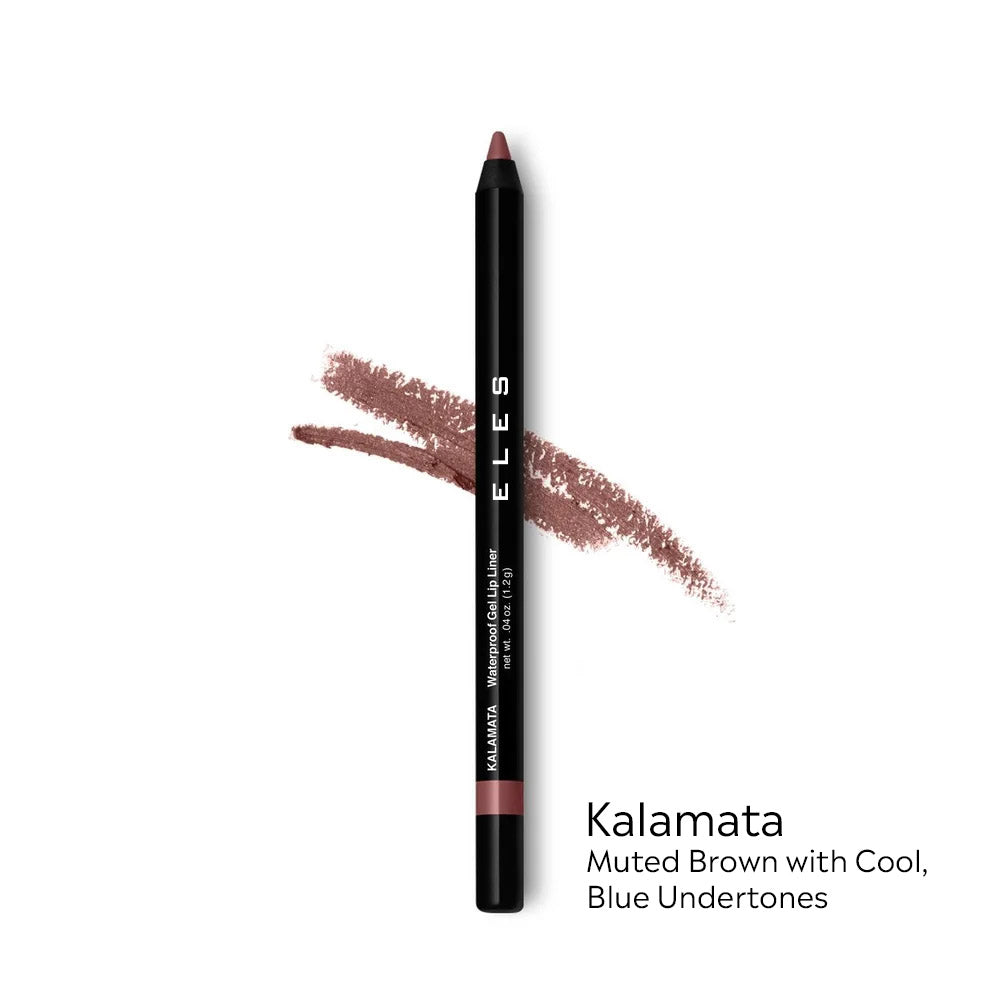 ELES Gel Lipliner pencil with color swatch Kalamanta on a white background