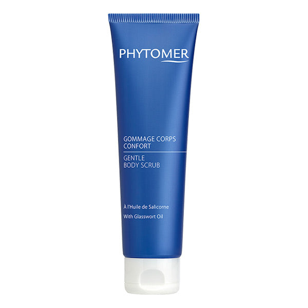 A tube of Phytomer Gentle Body Scrub with Glasswort Oil 150ml on a white background.