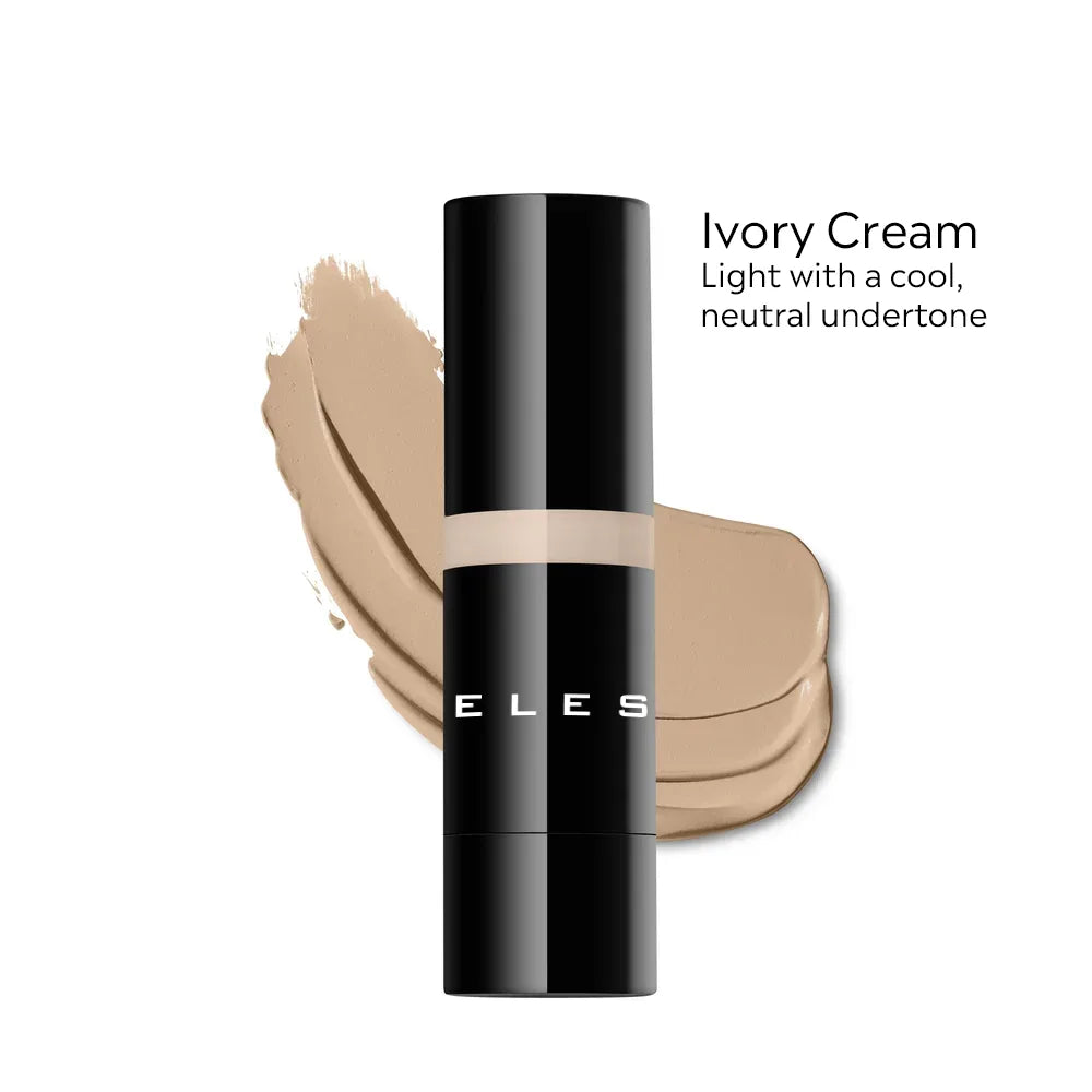 ELES HD Luminous Foundation  with  shade Ivory and 'ELES' branding on a white background