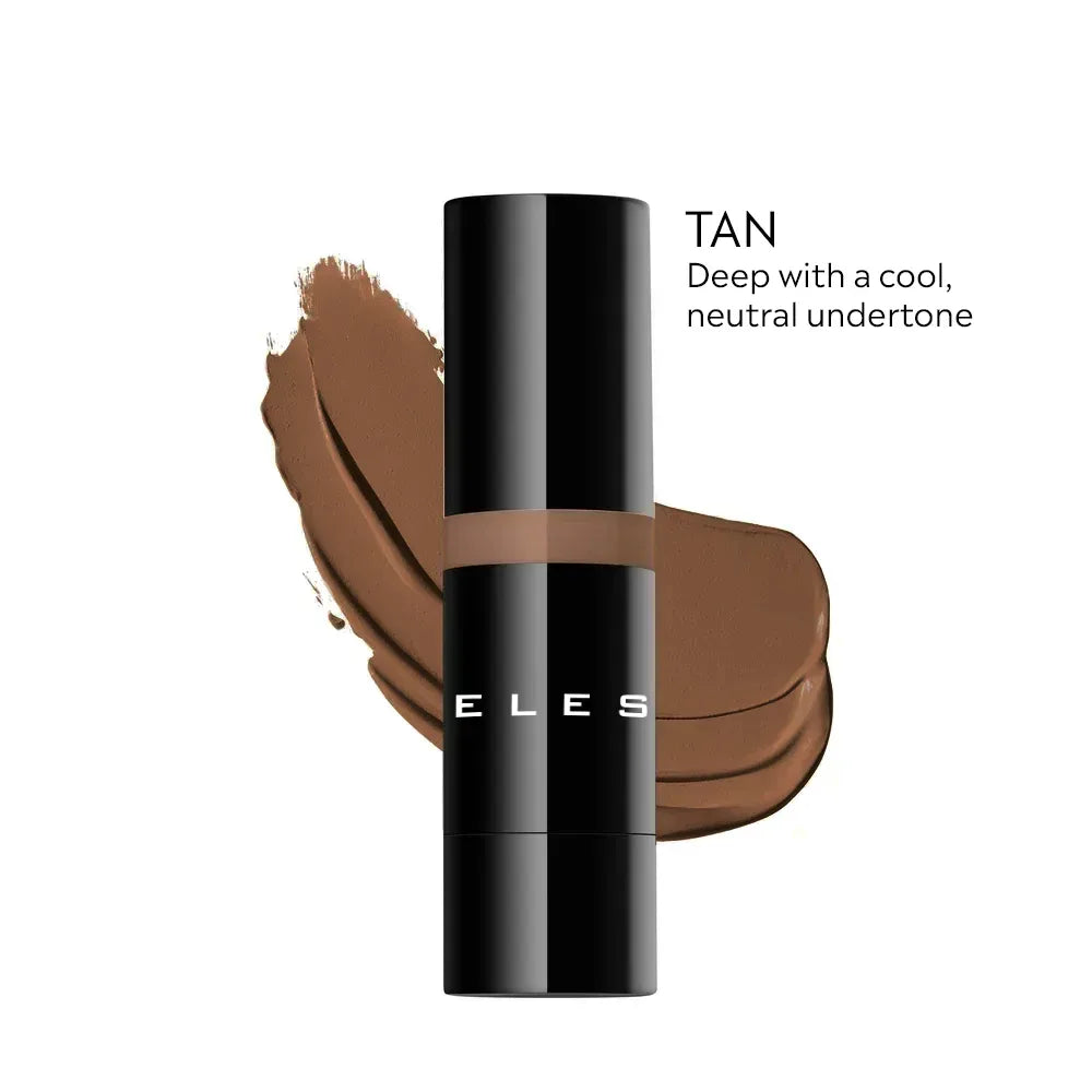 ELES HD Luminous Foundation  with tan color swatch and 'ELES' branding on a white background