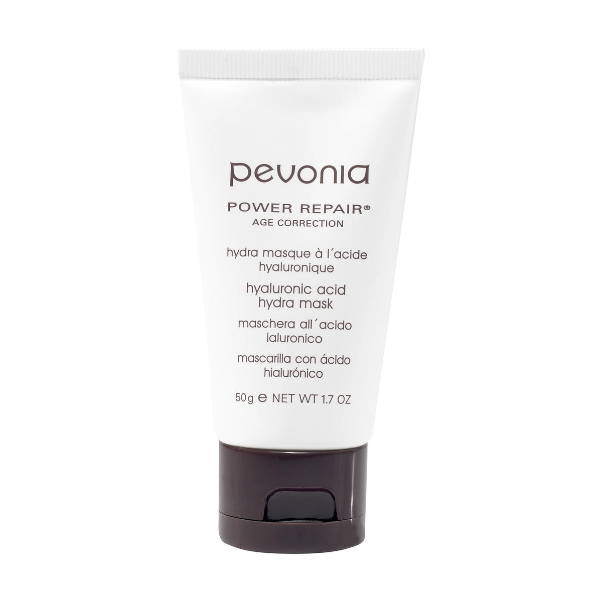 Pevonia Power Repair Hyaluronic Acid Hydra Mask skincare tube on a white background 50g