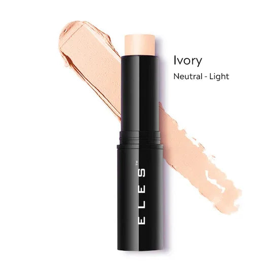 ELES Foundation Stick with applicator and color swatch labeled 'Ivory' on a white background