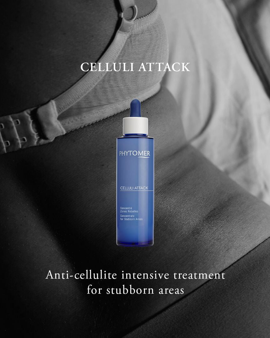 PHYTOMER CELLULITE DUO SPECIAL OFFER - Celluli Attack 100ml & Celluli Night Coach 150ml on a black background