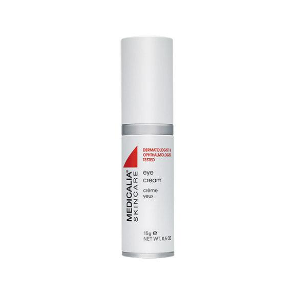 Medicinal eye cream bottle on a white background
