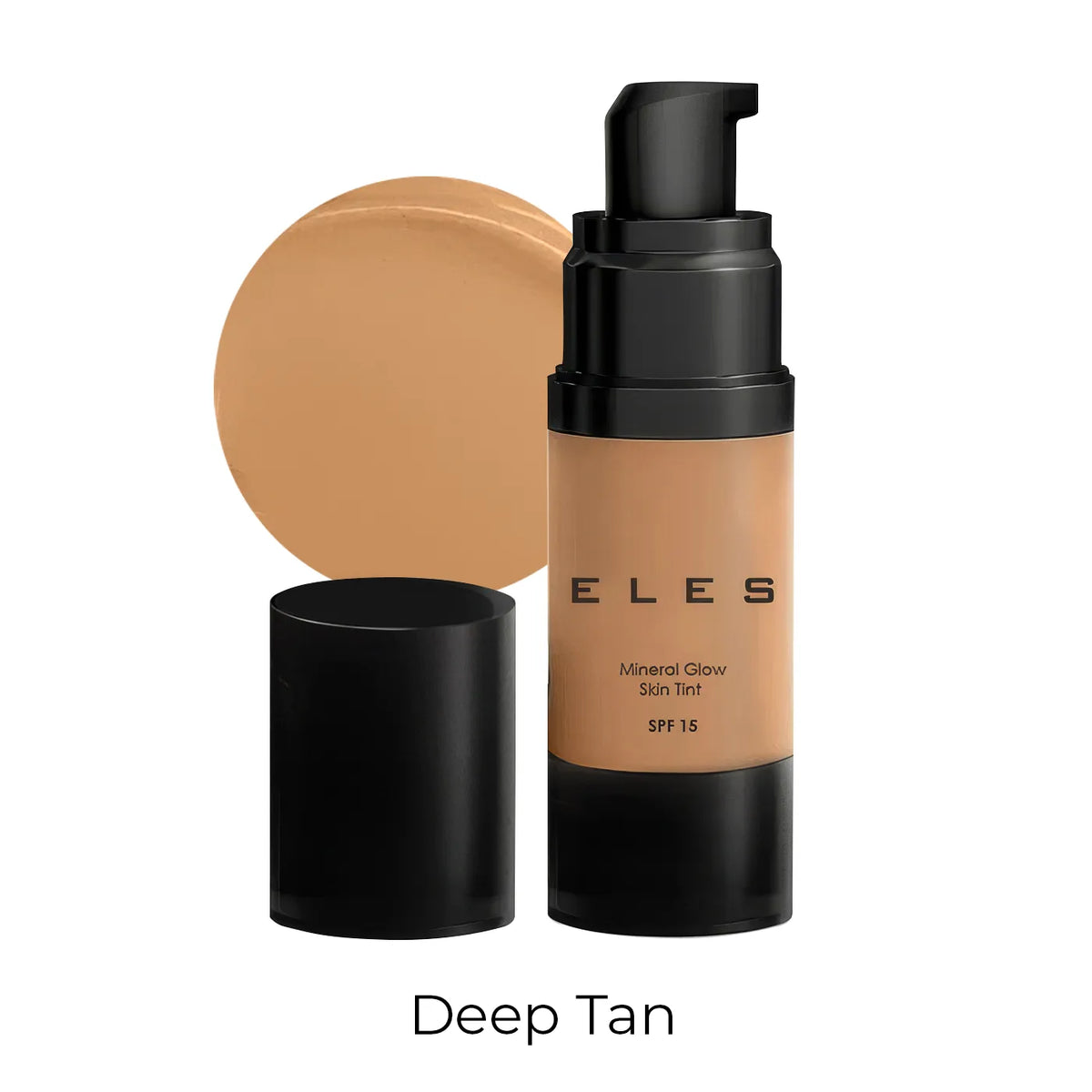 ELES mineral glow skin tint in Deep Tan on a white background