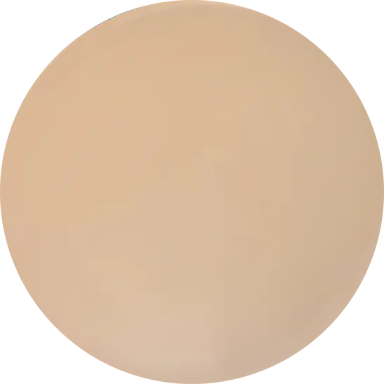 A compact powder foundation with a beige color tone, packaged in a black case with a sleek design.