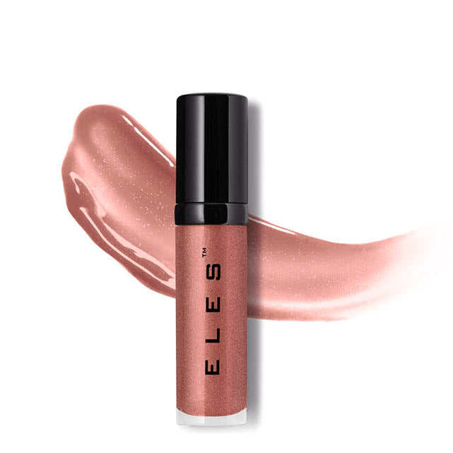 Lip gloss with a black cap and visible brand name on a white background