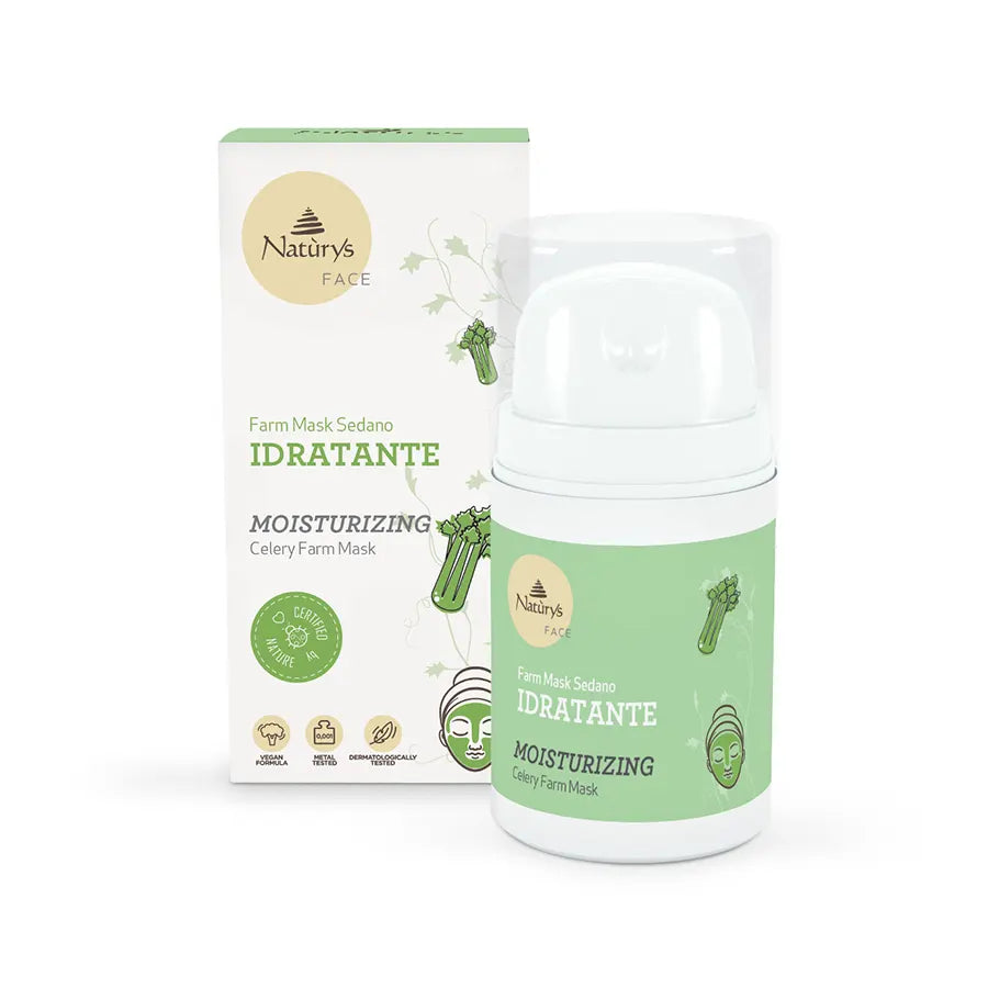 Naturys face moisturising celery farm mask box 50ml on a white background