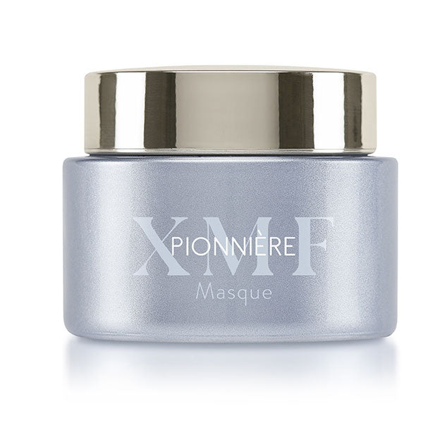 PIONNIERE XMF Exfoliating Mask to Oil 50ml, with a silver lid and a label in a foreign language.
