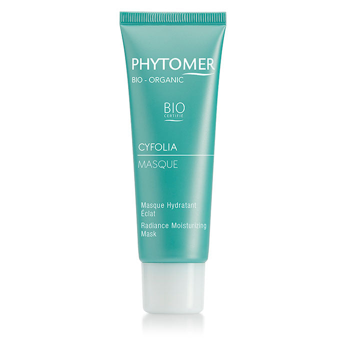 A tube of Phytomer Organic Cyfolia Moisturising Mask with green and white packaging.