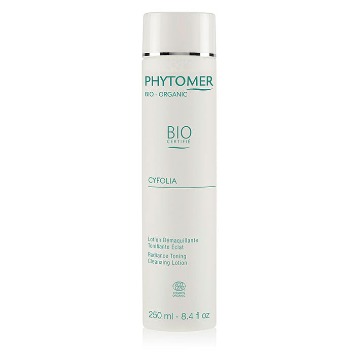A bottle of Phytomer CYFOLIA ORGANIC Radiance Toning Cleansing Lotion, 250ml.