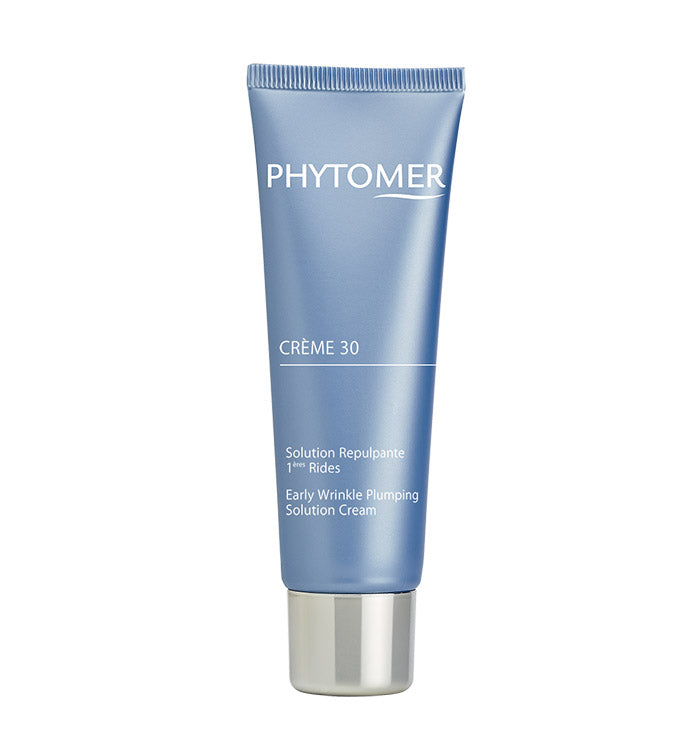 A tube of Phytomer Crème 30 Early Wrinkle Plumping Cream against a white background.