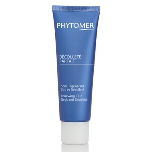 Blue skincare tube labeled 'Phytomer' on a white background