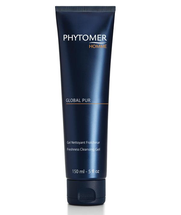Blue tube of Phytomer Homme Global Pur on a white background