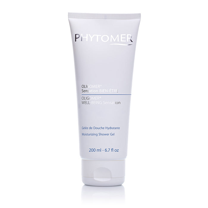 A white tube of PHYTOMER Oligomer Well-Being Sensation Moisturising Shower Gel, 200ml.