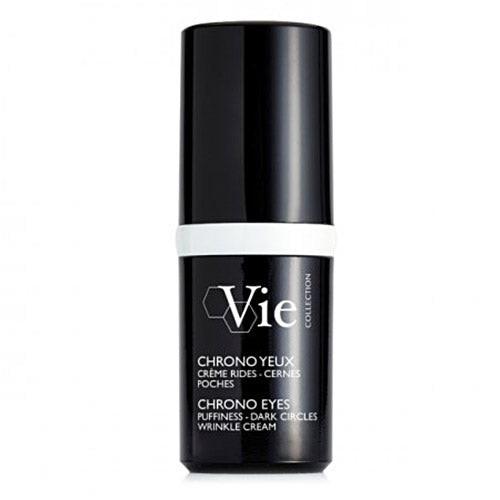 A bottle of Vie Collection Chrono Eyes Puffiness, Dark Circles, Wrinkle Cream.