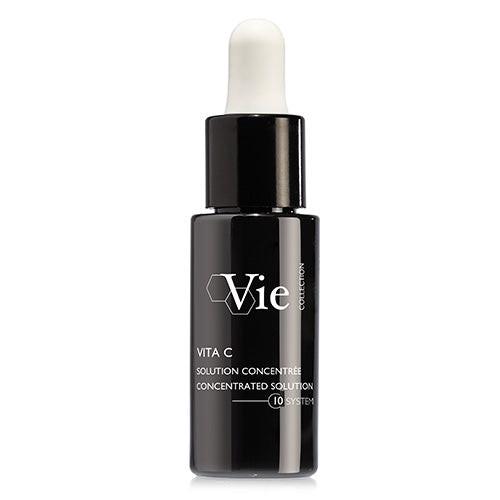 Vie skincare serum bottle on a white background